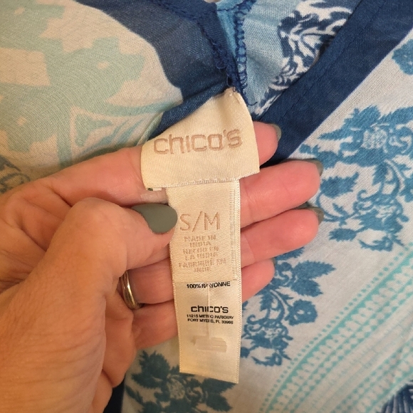 Chico's Blue and Aqua Patterned Tunic - Picture 2 of 5